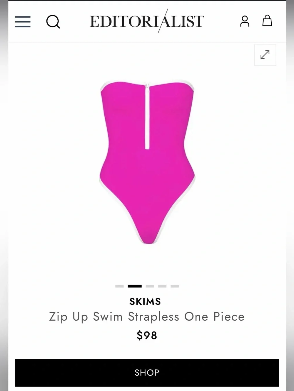 NWT - SKIMS Hot Pink Strapless One-Piece with Front Zip (2X)